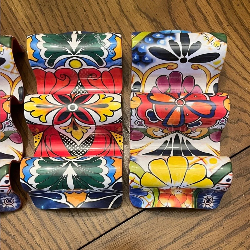 Prepara 9-piece taco serving set with a‎ vibrant Mexican Talavera print design